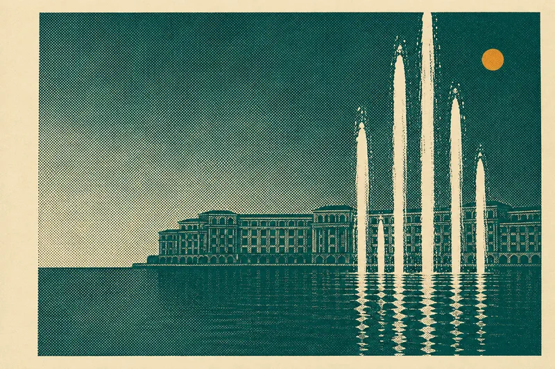 ベラージオ噴水をモチーフにした挿絵